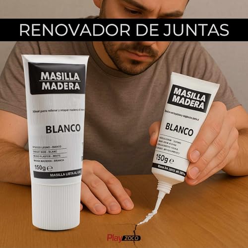 Miniatura 2 de Techzoco Masilla Madera Blanca, Ideal Para Rellenar Y Y Reparar Madera Al Interior, Masilla Lista Al Uso, Rellenadora De Agujeros, Formato En Tubo, Color Blanco, Contiene 150 Gramos