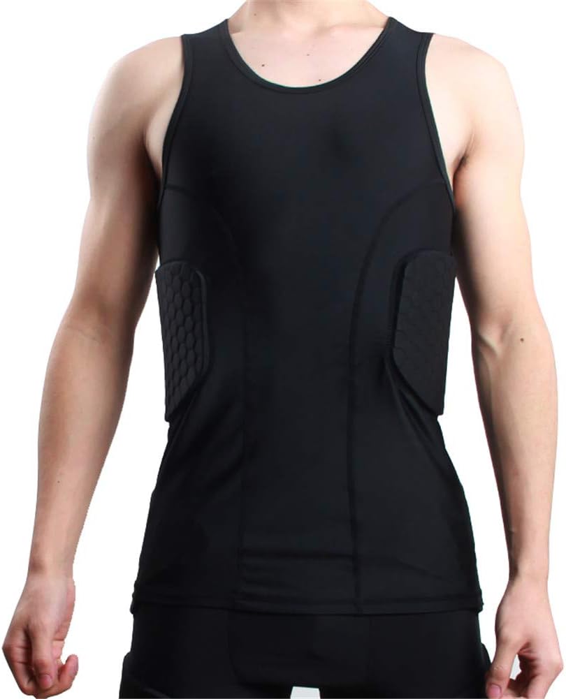 Men's Padded Football Protective Gear Set Training Suit Padded Vest for Soccer Basketball Paintball Rib Protector