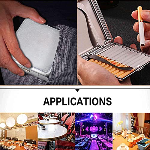 Image of Premium Metal Cigarette Case - Double Sided Spring Clip Open Cigarette Organizer Box for 20 Cigarettes (Silver)