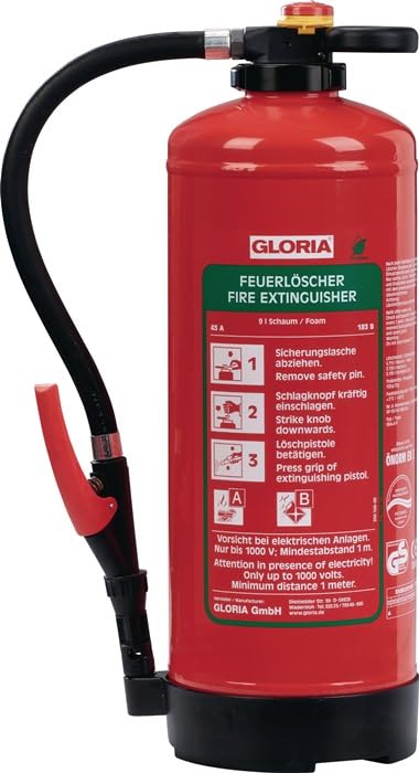 Gloria - 9l Schaumfeuerlöscher SKA+ 9 PRO – Fluorfrei – Für die Brandklassen A, B – Mit praktischer Wandhalterung – inkl. aktueller Prüfplakette