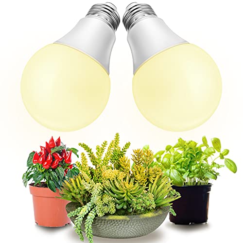 Grow Light Bulbs, WEEGrow LED Grow Light Bulb A19, Full Spectrum Light Bulb, Grow Bulb E26 Base, Plant Grow Bulb 11W (100W Equivalent), Grow Light Bulb for Indoor Plants, Flowers, Greenhouse, 2 Pack