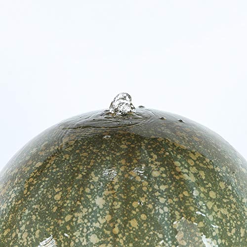 Ukn Stone And Finish Sphere On Pillar 34.5In. H Fountain Green Grey Modern Contemporary #TOP3