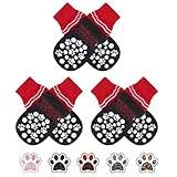 BINGPET Double Side Non-Slip Dog Socks for Hardwood Floors,6 PCS Dog Shoes with Adjustable Straps,Paw Protector for Pavement,Prevent Licking for Puppy Small Medium Large Dogs