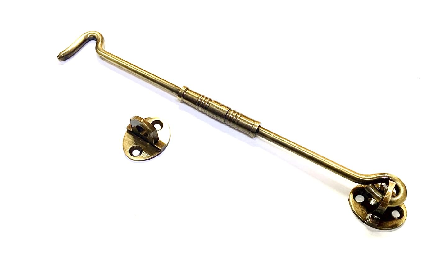 BRASK" Brass Fancy Gatehook/Window Hook/Window Stopper/Window Latch (Pack of 2, 8 Inches Antique Brass) — Amazon image 2