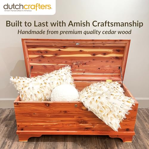 DutchCrafters 41\" Medium Cedar Wood Blanket Storage for Living Room, Fully Lined Cedar Chest, Bedroom Bench, Lockable Storage Box, Locking Chest with Handles and Waterfall Edge - Amish Made in USA