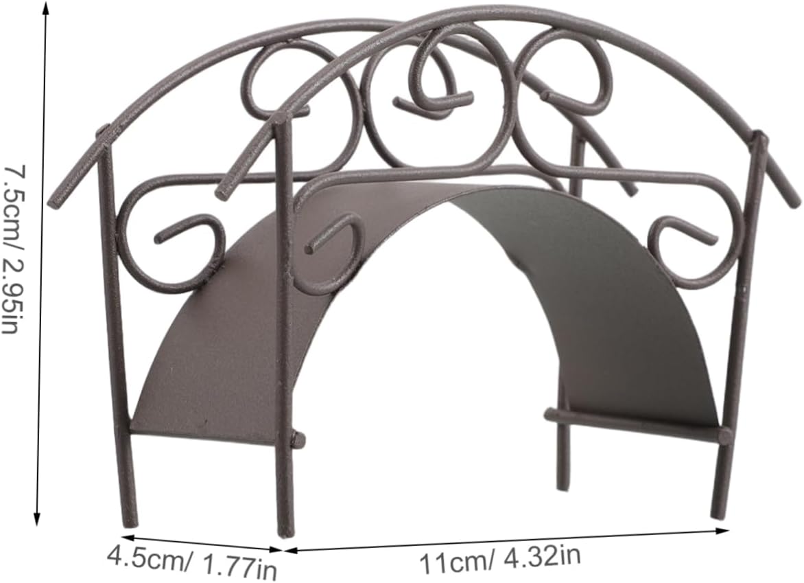 Miniature Arch Bridge Figurine, Iron Garden Accent for DIY Landscaping