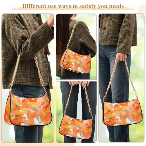 Image of Shoulder Bags for Women Flower Floral Hobo Tote Handbag Small Clutch Purse with Zipper Closure