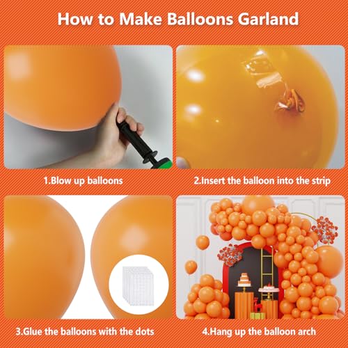 Image of Orange Balloons Arch Kit,130pcs Light Orange Balloons,18 12 10 5 Inch Pastel Orange Latex Balloons Garland for Birthday Graduation Baby Shower Halloween Christmas Wedding Party Decorations