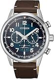 Citizen Herren Analog Eco Drive Uhr mit Leder Armband CA4420 13L, Silber