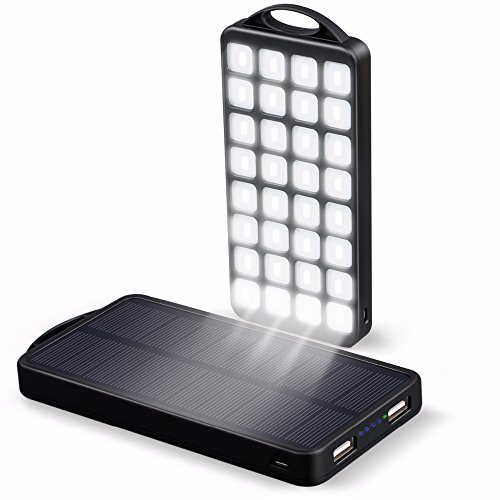 Chargeur solaire anti-panne 20000 mAh double USB avec lampe LED