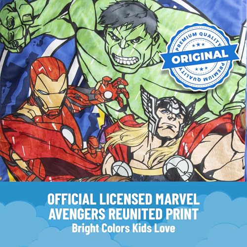 Image of Jay Franco Kids Slumber Bag and Pillow - 54 x 27 Inch Comfy Indoor Sleeping Bag for School and Sleepovers, 2 Piece Set, Blue - Avengers