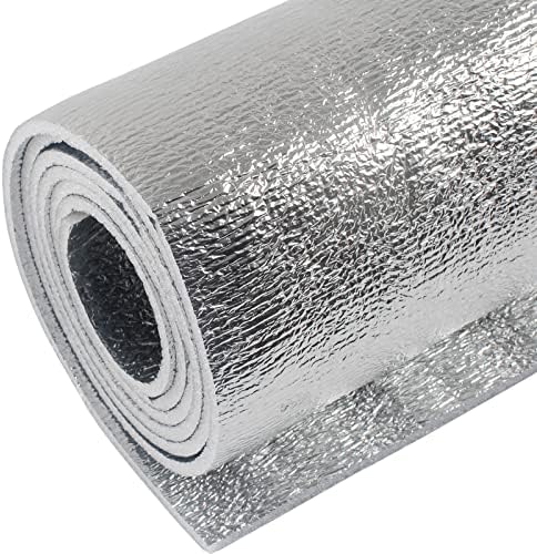 Halero 5mm Reflective Insulation Foam Core Radiant Barrier 40“ × 80” Double Side Foil Cold and Heat Shield Thermal Insulation for Ceilings,Walls,Steel Buildings,Roofing ect