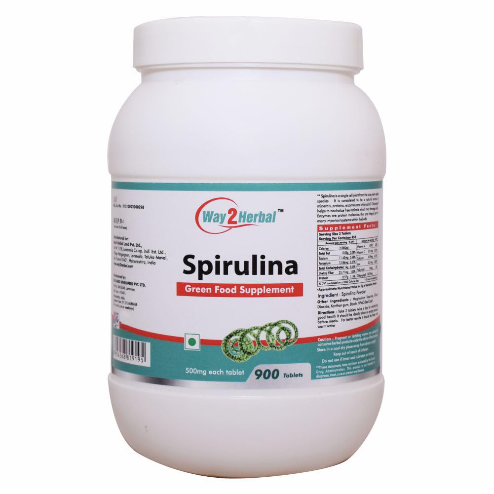 Way2Herbal Spirulina Tablets (900 Count Pack of 1)
