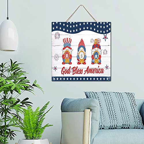 Décoration murale personnalisée bois God Bless America Gnomes NABRAND 30cm