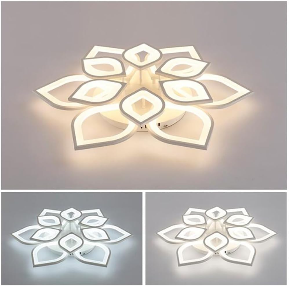 Plafonnier LED salon moderne à intensité variable avec télécommande fleur