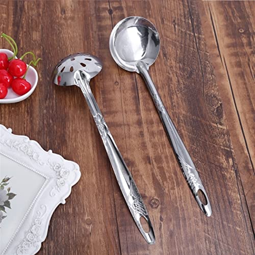 JINGYAN Cucchiaini da tè Stainless Steel Large Soup Spoon Ladle Skimmer Colander Filter Kitchen Tool - immagine 5