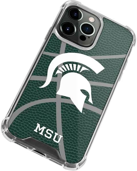 Skinit Clear Phone Case Compatible with iPhone 14 Pro Max - Officially Licensed Michigan State University Green Basketball Design