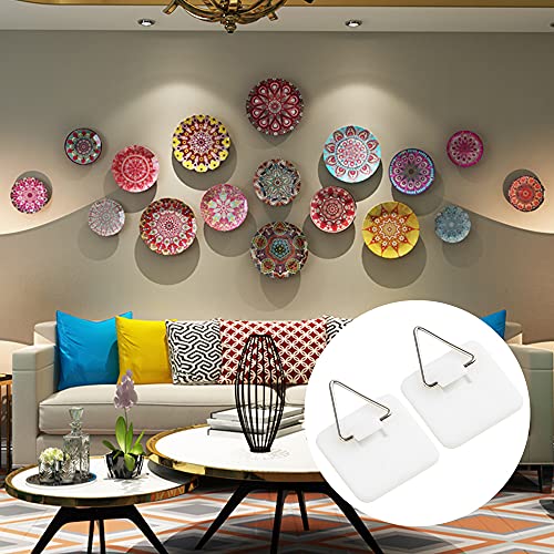 Mwellewm 40 Pieces Invisible Adhesive Plate Hanger Vertical Plate Holders For The Wall Hooks Decorative Plates Wall Holders For Display 1.25 Inch thumb #2