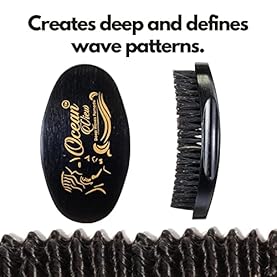 Alternative view of Ocean View Pomade with Wooden Palm Brush for Men - Medium Firm Bristles for 540 and 720 Waves, Contoured for Control with Thumb Indentations