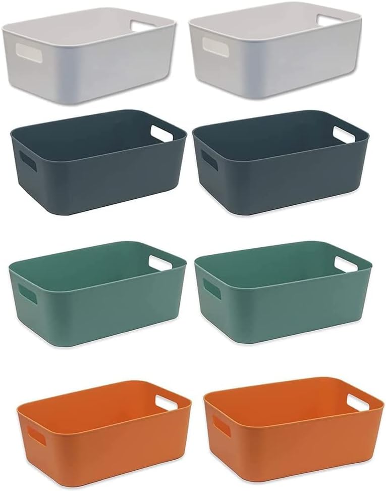 JOMILA Small Storage Bin, Durable Storage Basket Cabinet Organizer, Pack of 8 (Mixed color)