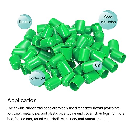 Image of MECCANIXITY 100pcs 3 /4 inch(19mm) Rubber End Caps Cover PVC Vinyl Screw Thread Protector Round Wire Shelf Caps for Screw Bolt Pipe Fence Post, Green