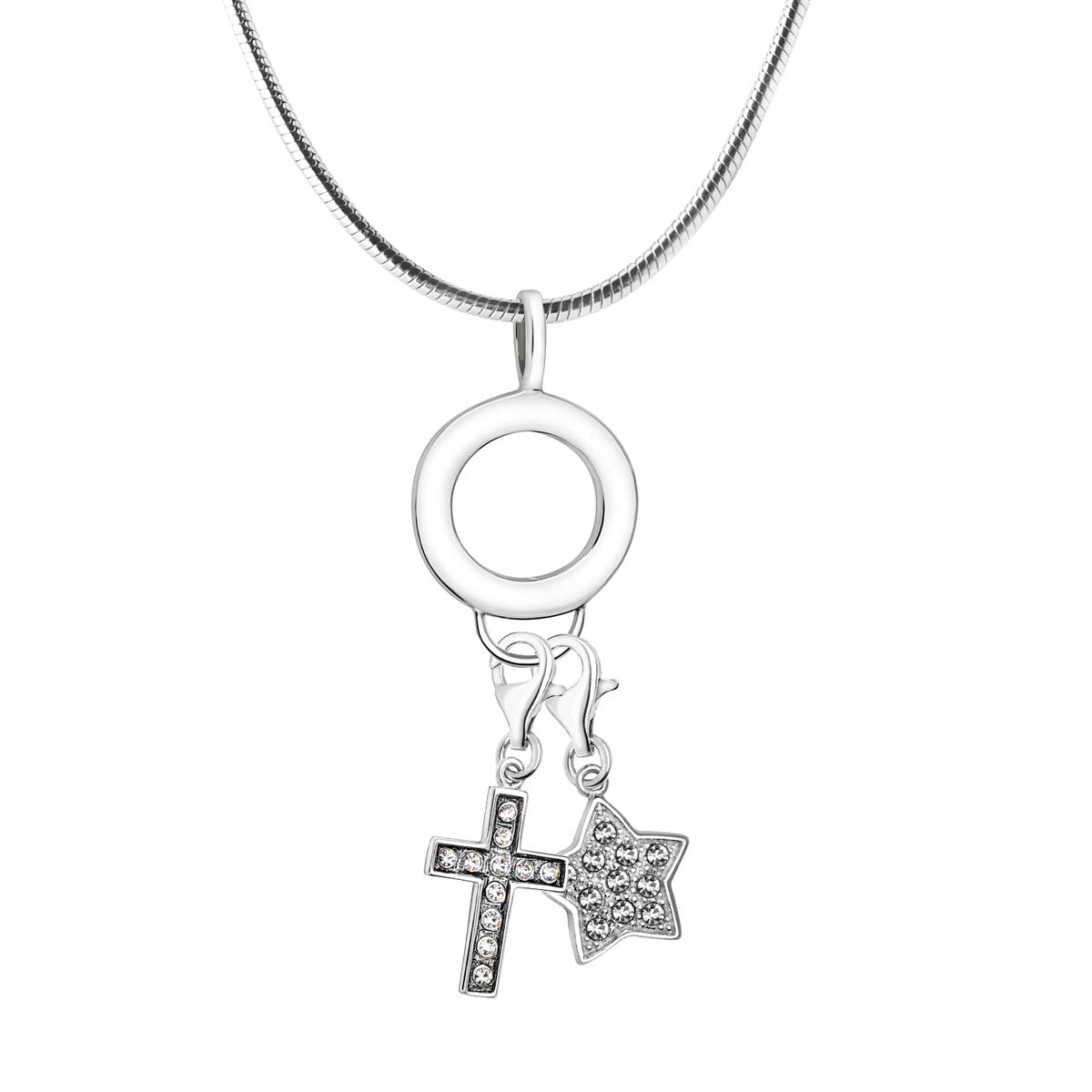 Quiges 925 Silber Charm Anhänger Charmträger mit Karabinerverschluss für Armbänder