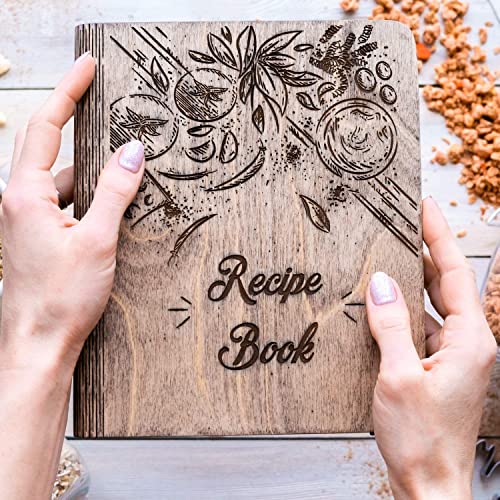 ENJOY THE WOOD Wooden Blank Recipe Book Binder - Personalized Recipe Notebook - Family Cookbook Journal Custom Sketchbook To Write In Organizer by Enjoy The Wood (Large (A4), Tomatoes)
