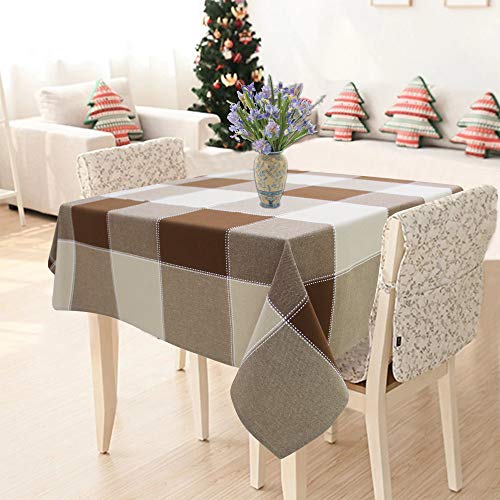 Image of AIRWILL 100% Cotton Square Table Cover for Dining Table | Premium Washable Table Cloth | Soft Durable Fabric for Home Kitchen Restaurant & Coffee Table (Brown, 2 Seater)
