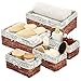 Juvale 5-Pack Rectangle Wicker Storage Baskets for Organizing Shelves, Bathroom and Laundry - 3 Sizes Small Woven Set - Laundry Storage Basket for Bathroom Shelves
