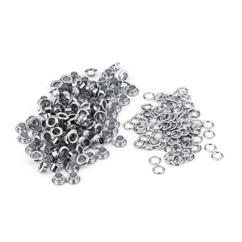100Pcs 5mm Metal Grommets Eyelet Self Backing Eyelets Grommets for Clothes Leather Craft Card Decoration(Silver)