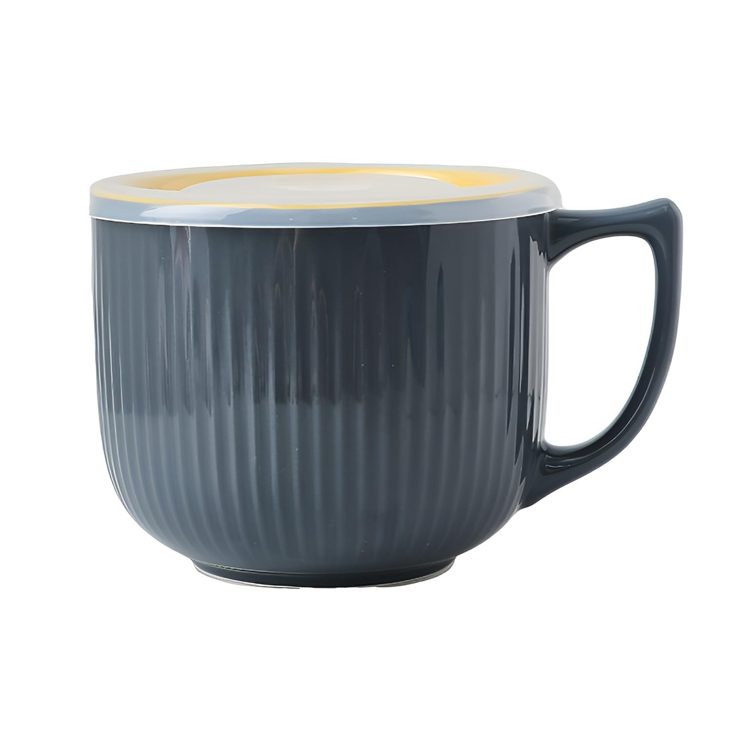 Accmuzzy Soup Mug 900mL with Handle & Lid, Ceramic Large Soup Bowl, Microwave Safe Porridge Bowl for Ramen Noodle, Oatmeal