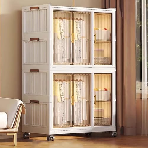 Armario Muebles Almacenaje Vestidor Abierto con Ruedas Universales Y Puertas Transparentes Combinable Y Adaptable Hecho De PP Altura: 79/117/155/193 Cm(90 * 45 * 155.5cm)
