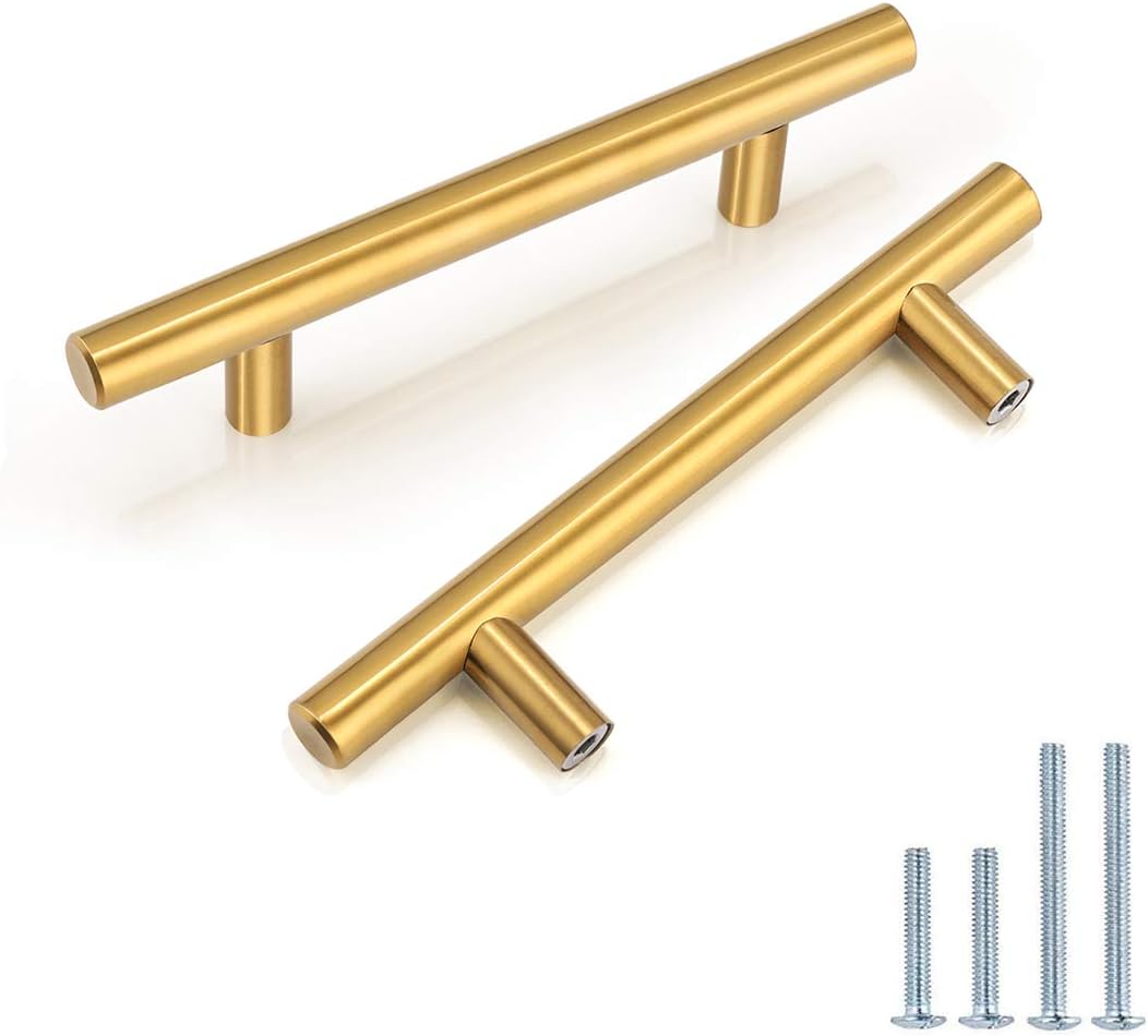 3-1/2 Inch Cabinet Handles in Polished Brass,30 Pack Stainless Steel ...
