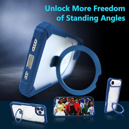 Image of AIBEX Transparent Back Cover Compatible for iPhone 17 Air| Mag-Saf Magnetic Ring Kickstand | Shockproof Dual Layer Military Grade Drop Protection Armor Case| Wireless Charging Support - Blue
