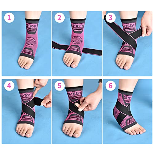 Updated Ankle Brace For Women & Men Plantar Fasciitis, Ankle Support Ankle Compression Sleeve, Ankle Wrap For Basketball, Football, Volleyball, Sprained Ankle, Achilles Tendon, Arch Support, Sport (L, Rose/Black) #TOP5