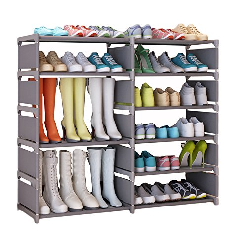 UDEAR Estante Zapatero Plegable Organizador de Tela de Zapatos Zapateros y hormas para Zapatos, Gris, Sezione Stivali