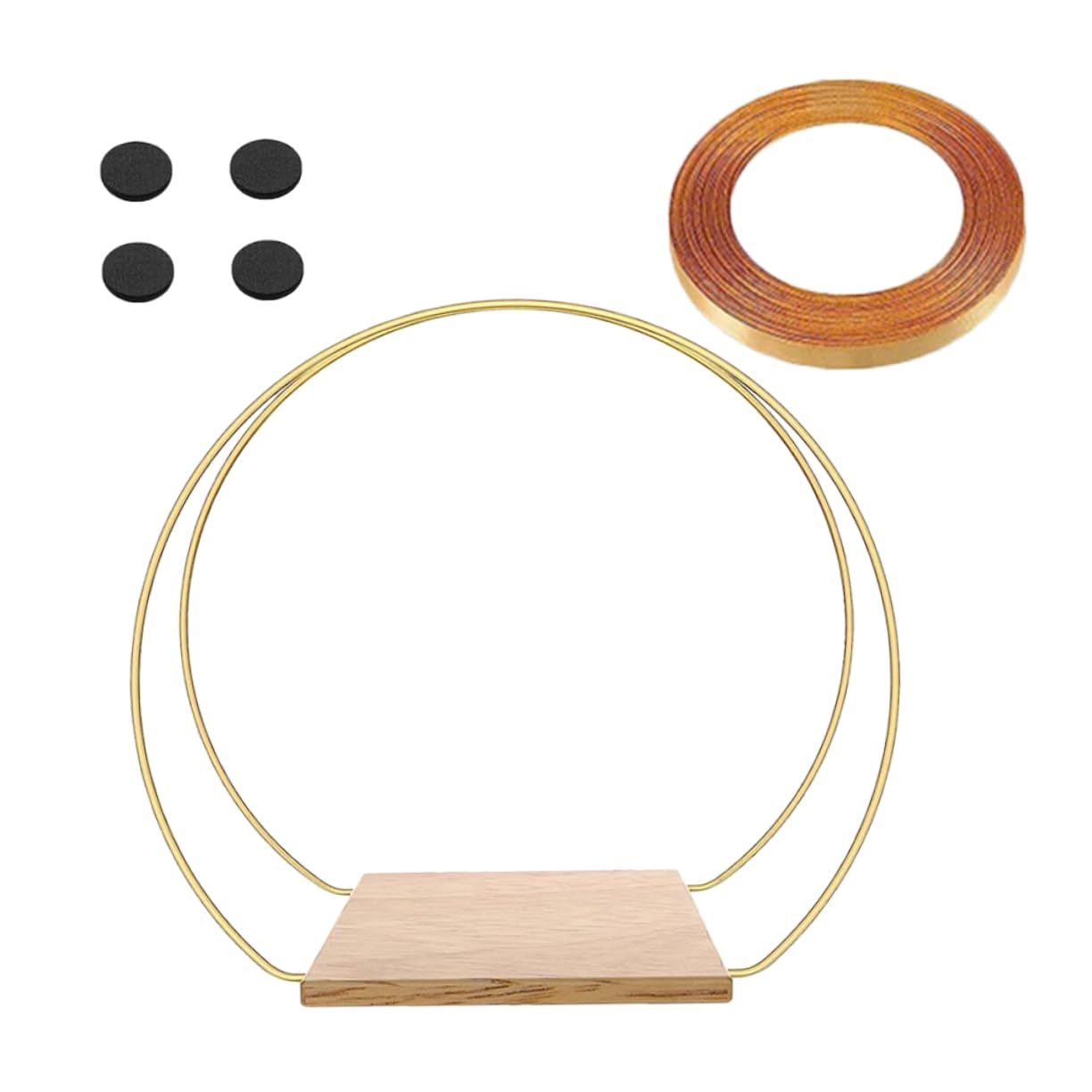 NULYLU Wooden Base Iron Flower Hoop Centerpiece DIY Wedding Decor Floral Ring for Crafts Table Decorations