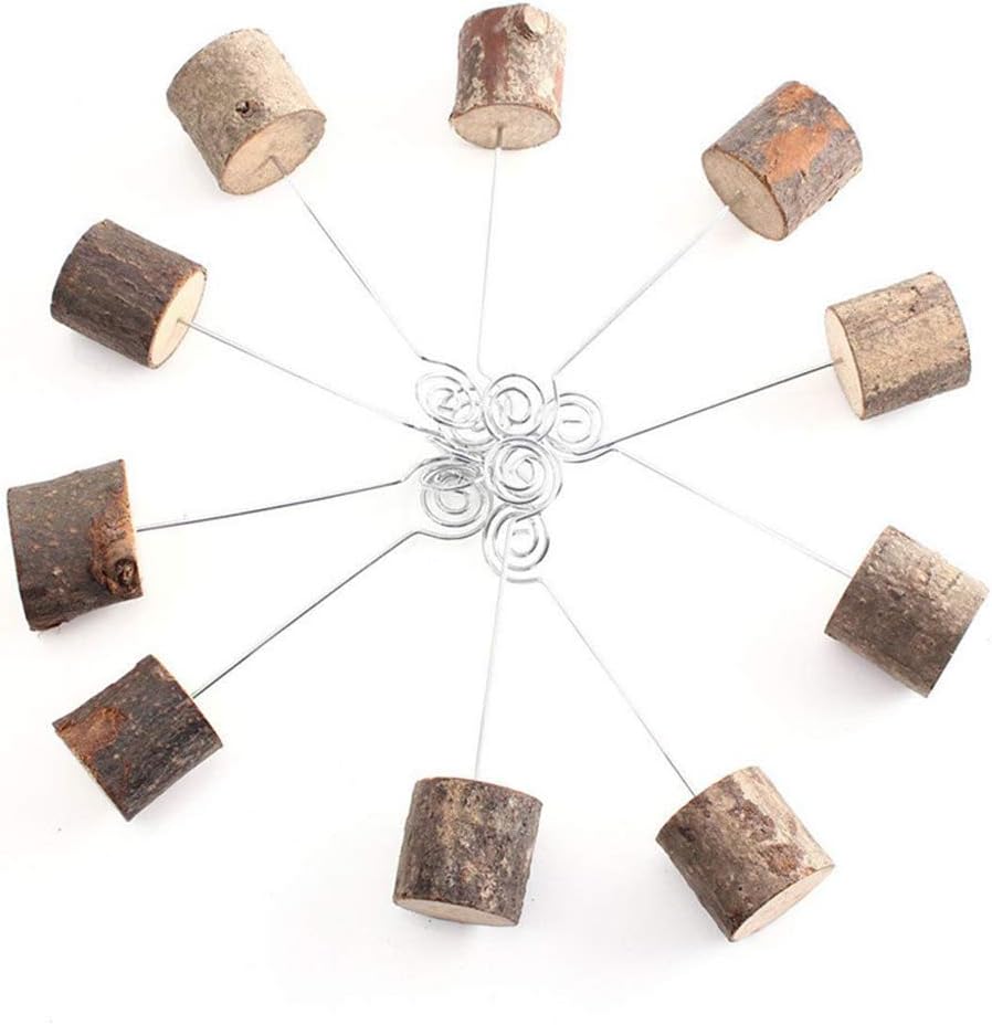 10Pcs Rustic Wooden Photo Clip Memo Name Card Base Holder Memo Picture Frame Tab