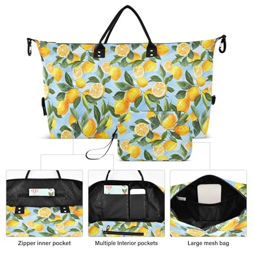 Large Travel Duffel Bag Sports Tote Gym Bag Overnight Weekender Bags Lemons Italy Carry On Luggage with Toiletry Bags2