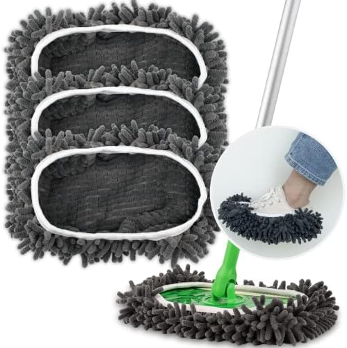 Reusable Mop Pad for Swiffer Sweeper, Upgraded Wet Dry Mop Cloth Washable Sweeper Refills Dust Mop Covers, 3 Pack