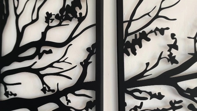 DEKADRON Metal Wall Art – Tree Cat Line Art, 46x40 Inches, Powder-Coated Steel, Indoor/Outdoor Decor