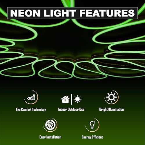 Image of Forus 5 Meter LED Neon Strip Light Green - Waterproof Flexible Cuttable Rope Light for Wall Decor, Outdoor Lighting, Diwali Lights, Festival Decoration, Room & Shop Signage - 6 Month Warranty