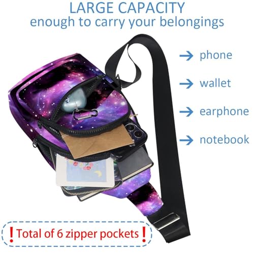 Mochila cruzada morada e impermeable ideal para ciclismo y senderismo cómodo 6