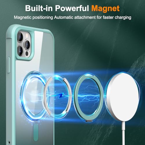 Image of Designed for iPhone 12 /12 Pro Case with 360 Rotatable Magnetic Ring Stand [Compatible Mag-Safe] [Military Grade Protection] Translucent Matte Phone Cases for Women Men 6.1'', Green