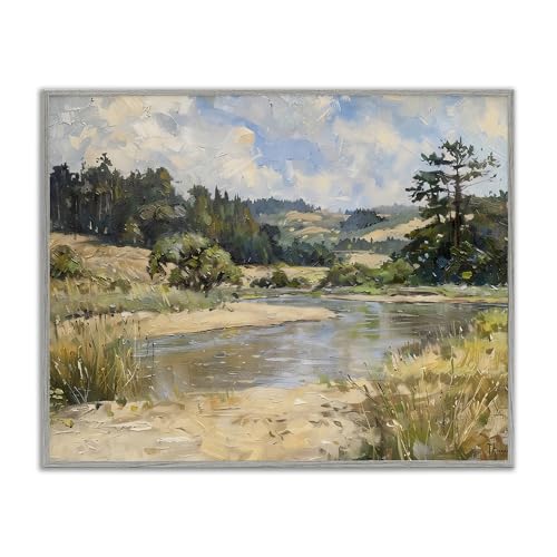 Paysage de rivière ensoleillée encadré pour décorer un salon lumineux