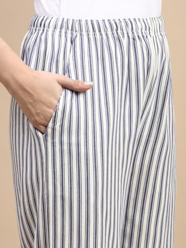 Image of KRYPTIC Women's 100% Pure Cotton Woven Pyjama | Mid Rise Relaxed Fit Full Length Nightwear Pant with Elasticated Drawstring Waistband & Side Pocket | Comfortable Lounge, Sleepwear & Casual Bottom Wear