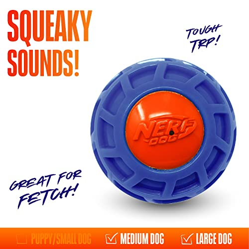 Nerf Dog 4In Tpr Exo Squeak Ball - Blue/Orange, Large Breeds #TOP2
