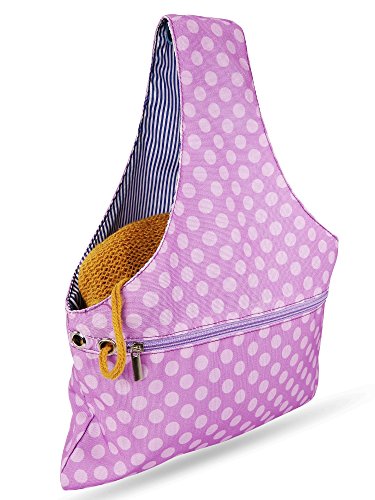 Jamiecraft Yarn Bag – Portable, Light, And Easy To Carry Canvas Wrist Bag For Crochet And Knitting On The Go, Project Bag Holds Supplies And 14 Inch Needles Or Hooks (Purple Dots) #TOP1