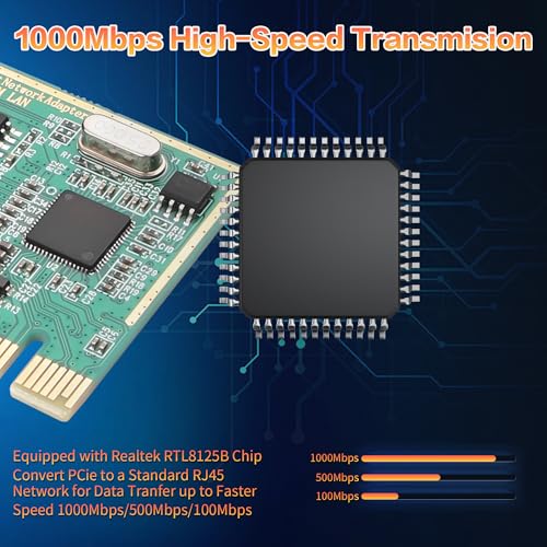 Tarjeta de red PCIe YAODHAOD, adaptador Ethernet Gigabit para escritorio, 10/100/1000 Mbit/s, interfaz PCIe de 32 bits, compatible con Windows 11/10/8.1/8/7/XP/2000 miniatura 2