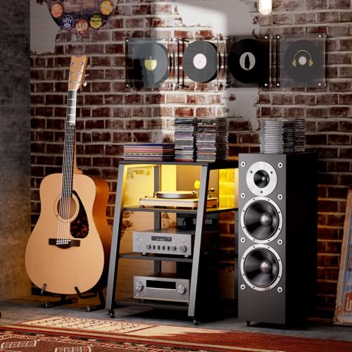 Meuble Hifi avec Multiprises et Lumières LED Étagères Lifewit